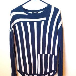 Trouve Anthropology sweater blue and grey stripe. XS Like New